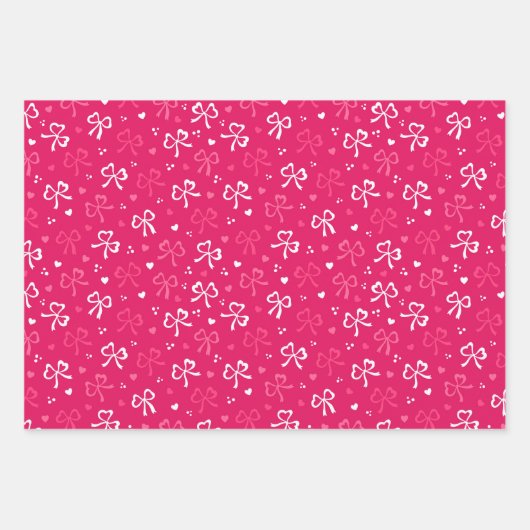 Kinder Valentijnsdag Rood Wit Bogen Tiny Hearts Inpakpapier Vel (Voorkant)