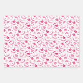 Kinder Valentijnsdag Roze Vogels Harten Liefde Ban Inpakpapier Vel (Voorkant 2)