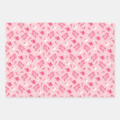 Kinder Valentijnsdag Roze & Witte Vogels Harten Inpakpapier Vel (Voorkant 2)