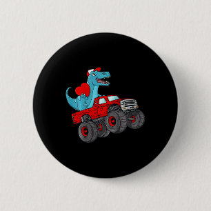 Kinder Valentijnsdag T Rex Riding Monster Truck Fu Ronde Button 5,7 Cm