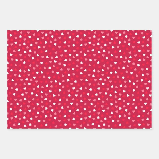 Kinder Valentijnsdag Tiny Hearts Rood Wit Roze Inpakpapier Vel (Voorkant)