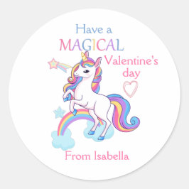 Kinder Valentijnsdag Unicorn Pink Magisch Ronde Sticker