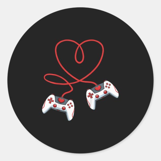 Kinder Valentijnsdag van het Hart Video-Game Contr Ronde Sticker (Voorkant)