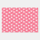 Kinder Valentijnsdag White Teddy Bear Faces Inpakpapier Vel (Voorkant)