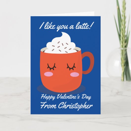Kinder Valentijnse Ik vind je een latte Kaart (Voorkant)