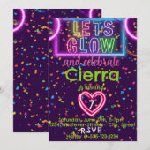 Kinder van Glow Birthday Party Kaart (Voorkant / Achterkant)