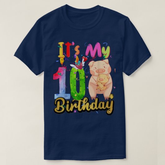 Kinder Varkens 10e verjaardag 10 jaar oude Varkens T-shirt (Design voorkant)