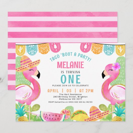 Kinder veelkleurige Taco 'bout een feestverjaardag Kaart (Voorkant / Achterkant)