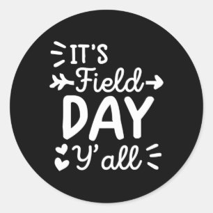 kinder veld dag geel veld t-shirt leraar ronde sticker