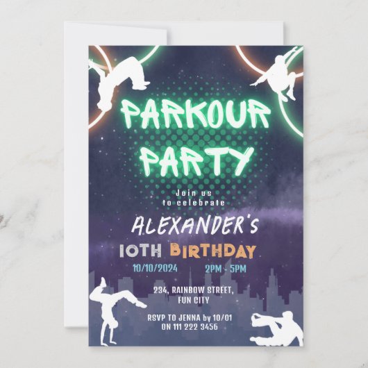 Kinder verjaardag Parkour Kaart (Voorkant)