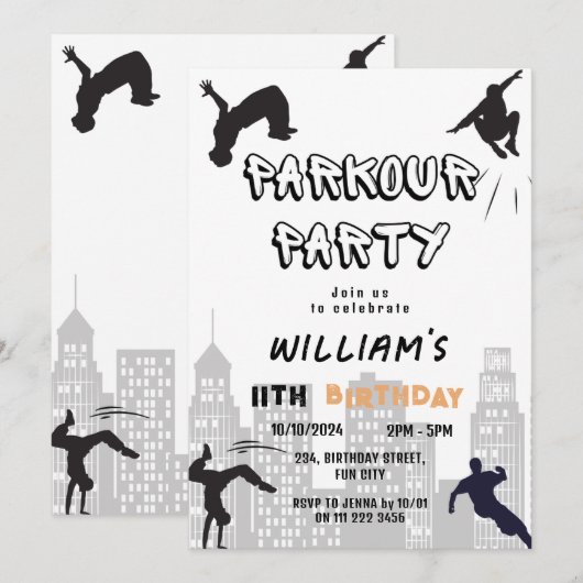 Kinder verjaardag Parkour Kaart (Voorkant / Achterkant)