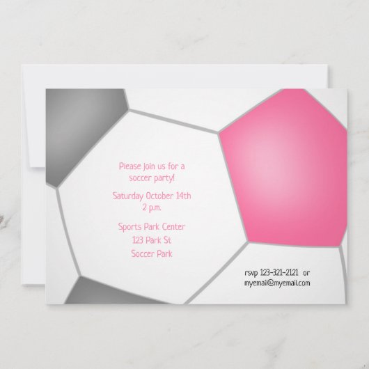 kinder verjaardag roze grijze voetbal blowout aankondiging (Achterkant)