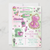 Kinder verjaardagsfeestuitnodiging voor bakken kaart (Voorkant)