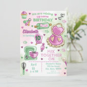 Kinder verjaardagsfeestuitnodiging voor bakken kaart (Staand voorkant)