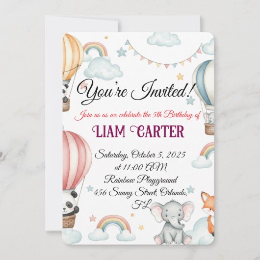 Kinder verjaardagsuitnodiging - Schattigee heteluc Kaart (Voorkant)