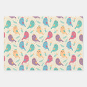 Kinder verkorte vogels met tulpen inpakpapier vel (Voorkant 3)