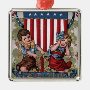 Kinder verlichtingsvuurwerk metalen ornament