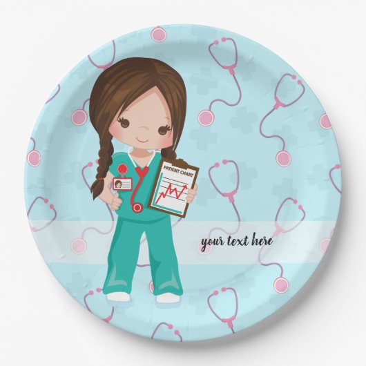Kinder verpleegkundige papieren bordje (Voorkant)