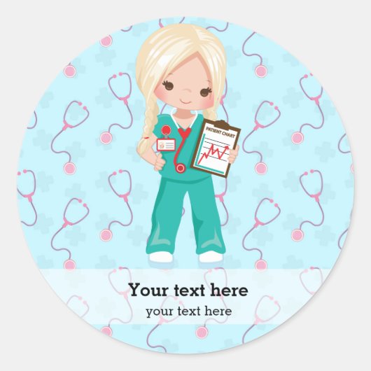 Kinder verpleegkundige ronde sticker (Voorkant)