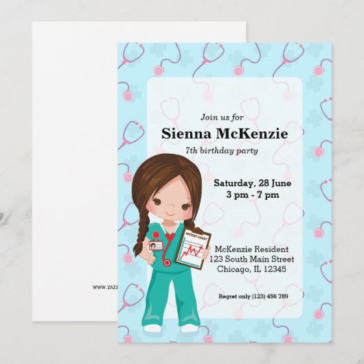 Kinder verpleegster kaart (Voorkant / Achterkant)