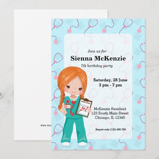 Kinder verpleegster kaart (Voorkant / Achterkant)