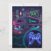 Kinder Video Game Vrachtwagen Verjaardagsfeest Kaart (Achterkant)
