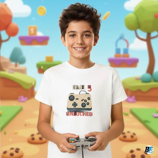 Kinder Video Gaming Level 5 ontgrendeld T-shirt