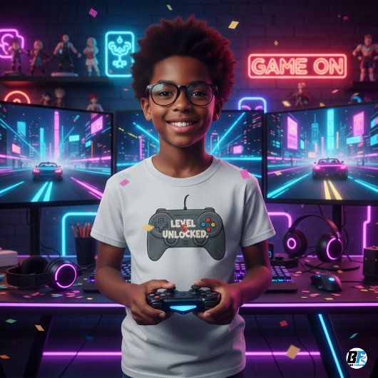 Kinder Video Gaming Level 5 ontgrendeld T-shirt