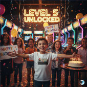 Kinder Video Gaming Level 5 ontgrendeld T-shirt