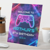 Kinder Video Gaming Verjaardagsfeest Reclamebord Met Voetstuk (Insitu)