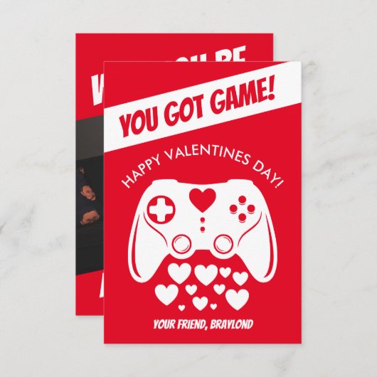 Kinder videogame Valentijnsdag Kaart (Voorkant / Achterkant)