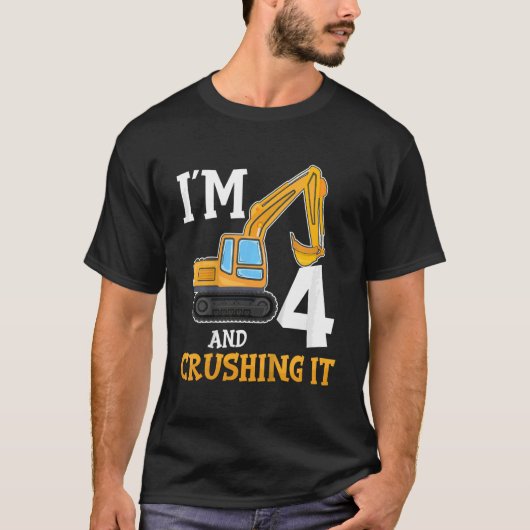 Kinder vier 4e verjaardag van de bouw van de jonge t-shirt (Voorkant)