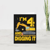 Kinder Vier 4jr 4e Verjaardag Graafmachine 4 Jaar Kaart (Voorkant)