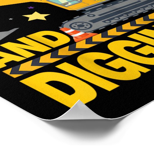 Kinder Vier 4jr 4e Verjaardag Graafmachine 4 Jaar  Poster (Hoek)