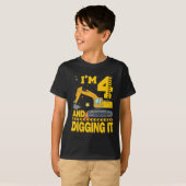 Kinder Vier 4jr 4e Verjaardag Graafmachine 4 Jaar  T-shirt (Voorkant volledig)