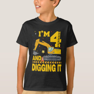 Kinder Vier 4jr 4e Verjaardag Graafmachine 4 Jaar  T-shirt