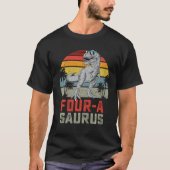 Kinder Vier Een Saurus Verjaardag Leuke Rex 4e Din T-shirt (Voorkant)