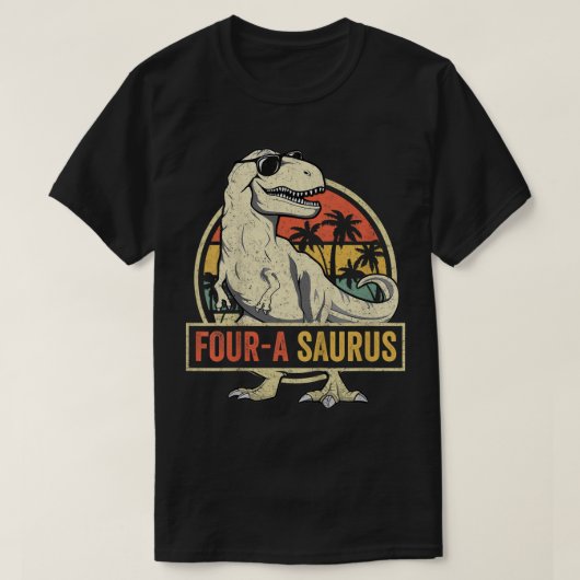 Kinder vier jaar Saurus Birthday T Rex 4 jaar oude T-shirt (Design voorkant)