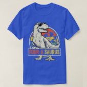 Kinder vier jaar Saurus Birthday T Rex 4 jaar oude T-shirt (Design voorkant)