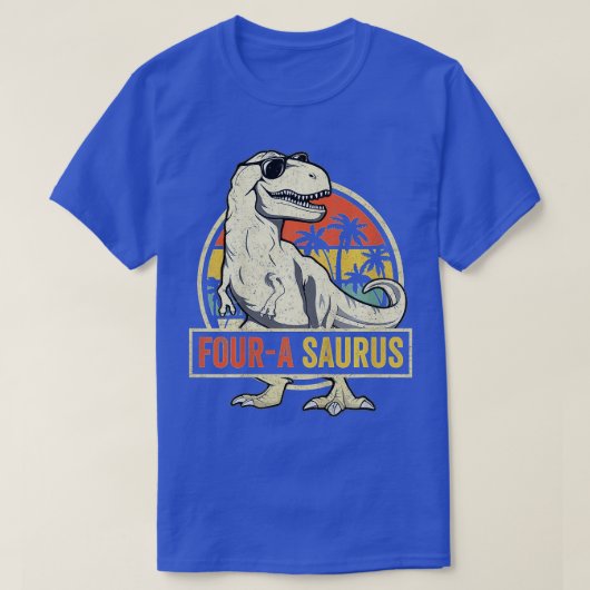 Kinder vier jaar Saurus Birthday T Rex 4 jaar oude T-shirt (Design voorkant)