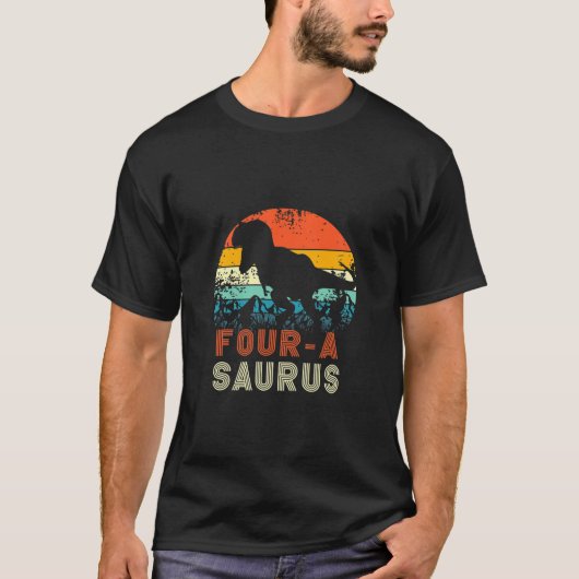 Kinder vier jaar Saurus Birthday T Rex 4 jaar oude T-shirt (Voorkant)