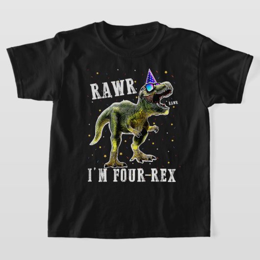Kinder VIER Rex T-Rex Birthday SHIRT 4 jaar oud Jo (Laagn)