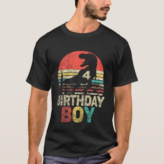 Kinder Vierde Verjaardag 4 Jaar Oud Rex 4e Verjaar T-shirt (Voorkant)