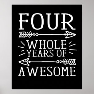 Kinder Vierde verjaardag Jongen, 4 jaar oud jonget Poster