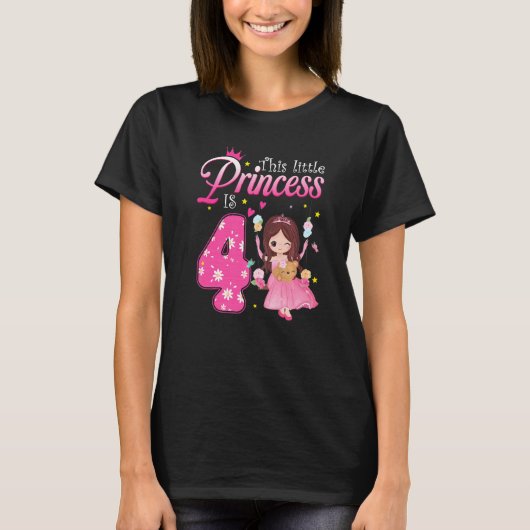 Kinder Vierde verjaardag Meisjes Deze prinses is 4 T-shirt (Voorkant)