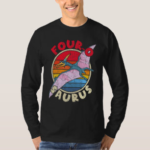 Kinder vierde verjaardag vier van Saurus i Pteroda T-shirt