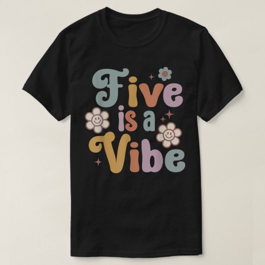 Kinder vijf is een Vibe Groovy 5e verjaardag Groov T-shirt (Design voorkant)