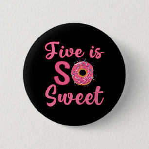 Kinder vijfde donut Birthday Partij Vijf jaar oud Ronde Button 5,7 Cm