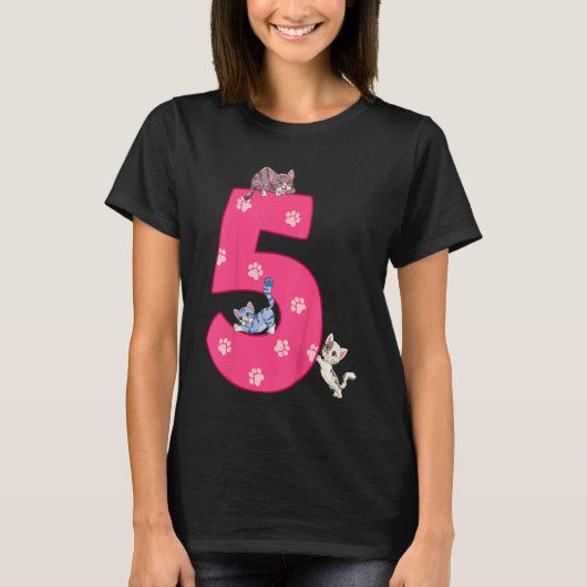 Kinder vijfde kat verjaardag viering 5 jaar oude k t-shirt (Voorkant)