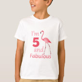 Kinder vijfde verjaardag Cute Pink Flamingo T-shirt (Voorkant)